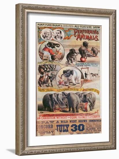 Poster Advertising Adam Forepaugh's 'New and Greatest All-Feature Show'-null-Framed Giclee Print