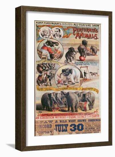 Poster Advertising Adam Forepaugh's 'New and Greatest All-Feature Show'-null-Framed Giclee Print