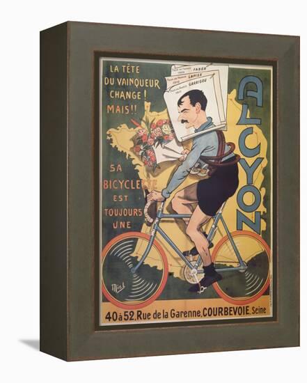 Poster Advertising 'Alcyon' Cycles with the Winners of Tour de France Faber-Michel, called Mich Liebeaux-Framed Premier Image Canvas