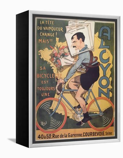 Poster Advertising 'Alcyon' Cycles with the Winners of Tour de France Faber-Michel, called Mich Liebeaux-Framed Premier Image Canvas