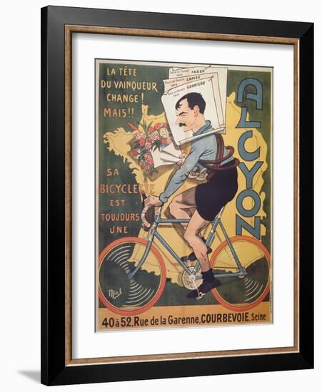 Poster Advertising 'Alcyon' Cycles with the Winners of Tour de France Faber-Michel, called Mich Liebeaux-Framed Giclee Print