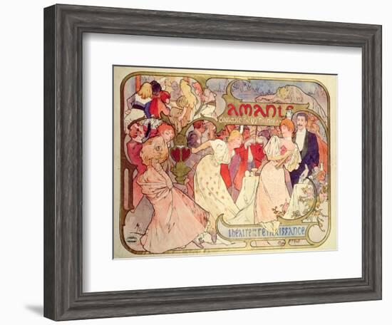 Poster Advertising 'Amants', a Comedy at the Theatre De La Renaissance, 1896-Alphonse Mucha-Framed Giclee Print