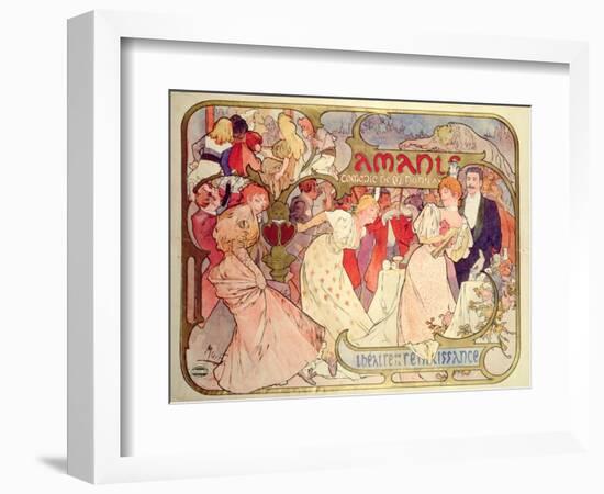 Poster Advertising 'Amants', a Comedy at the Theatre De La Renaissance, 1896-Alphonse Mucha-Framed Giclee Print