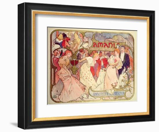 Poster Advertising 'Amants', a Comedy at the Theatre De La Renaissance, 1896-Alphonse Mucha-Framed Giclee Print