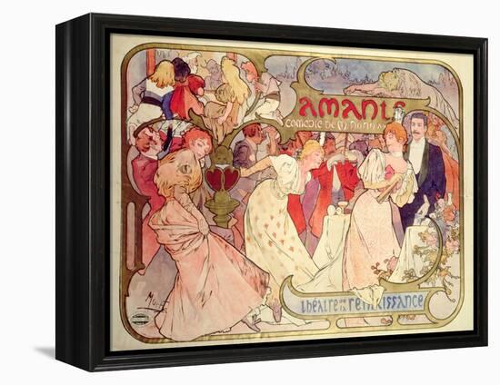 Poster Advertising 'Amants', a Comedy at the Theatre De La Renaissance, 1896-Alphonse Mucha-Framed Premier Image Canvas