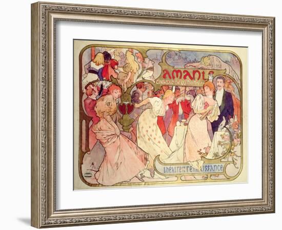 Poster Advertising 'Amants', a Comedy at the Theatre De La Renaissance, 1896-Alphonse Mucha-Framed Giclee Print