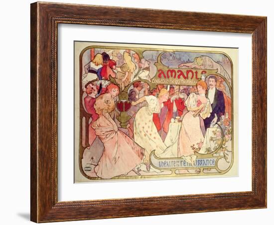 Poster Advertising 'Amants', a Comedy at the Theatre De La Renaissance, 1896-Alphonse Mucha-Framed Giclee Print
