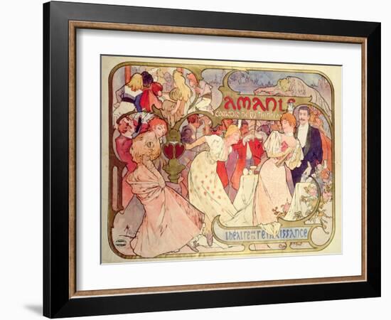 Poster Advertising 'Amants', a Comedy at the Theatre De La Renaissance, 1896-Alphonse Mucha-Framed Giclee Print