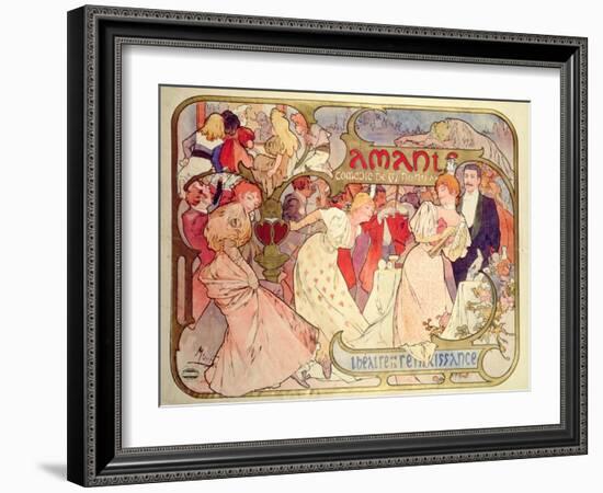 Poster Advertising 'Amants', a Comedy at the Theatre De La Renaissance, 1896-Alphonse Mucha-Framed Giclee Print