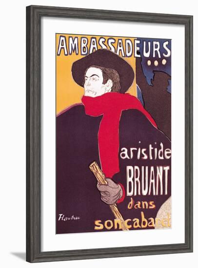 Poster Advertising Aristide Bruant in His Cabaret at the Ambassadeurs, 1892-Henri de Toulouse-Lautrec-Framed Giclee Print