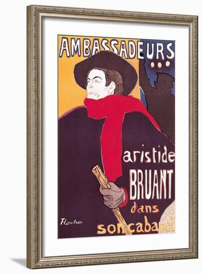 Poster Advertising Aristide Bruant in His Cabaret at the Ambassadeurs, 1892-Henri de Toulouse-Lautrec-Framed Giclee Print