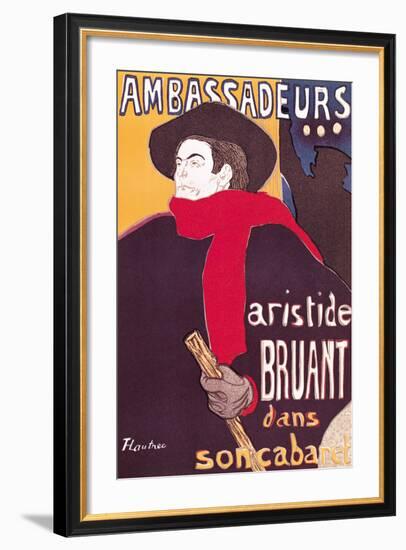 Poster Advertising Aristide Bruant in His Cabaret at the Ambassadeurs, 1892-Henri de Toulouse-Lautrec-Framed Giclee Print