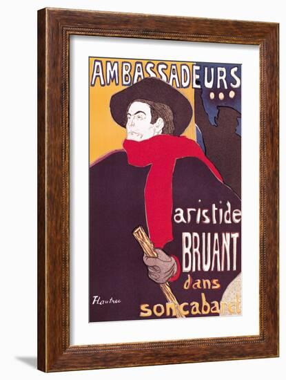 Poster Advertising Aristide Bruant in His Cabaret at the Ambassadeurs, 1892-Henri de Toulouse-Lautrec-Framed Giclee Print