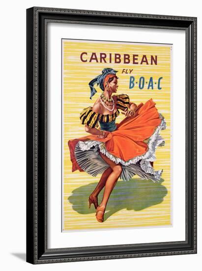 Poster Advertising B.O.A.C. Flights to the Caribbean, C.1950-null-Framed Giclee Print