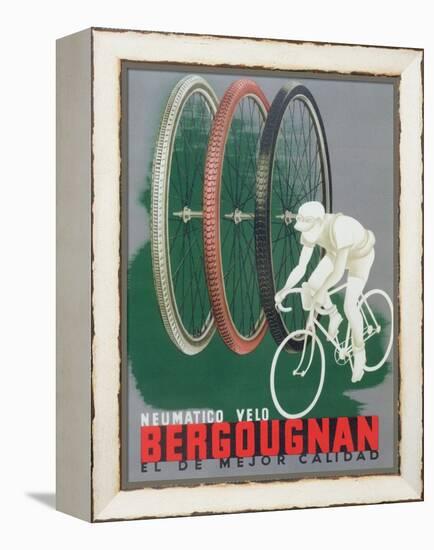 Poster Advertising Bergougnan Bicycle Tyres, 1940-null-Framed Premier Image Canvas