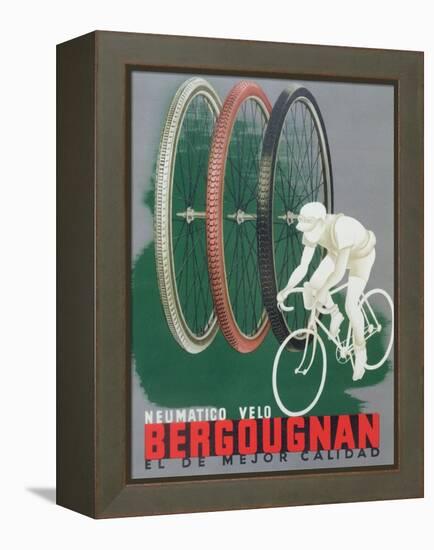 Poster Advertising Bergougnan Bicycle Tyres, 1940-null-Framed Premier Image Canvas