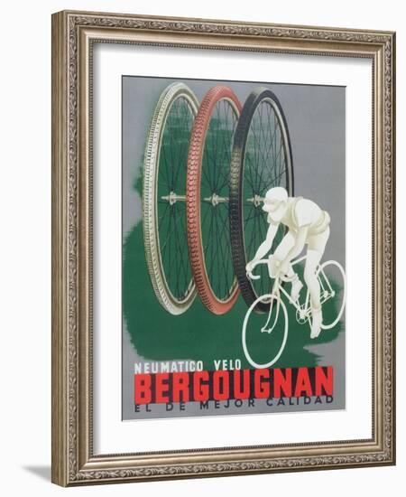 Poster Advertising Bergougnan Bicycle Tyres, 1940-null-Framed Giclee Print