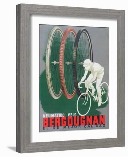 Poster Advertising Bergougnan Bicycle Tyres, 1940-null-Framed Giclee Print