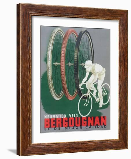 Poster Advertising Bergougnan Bicycle Tyres, 1940-null-Framed Giclee Print
