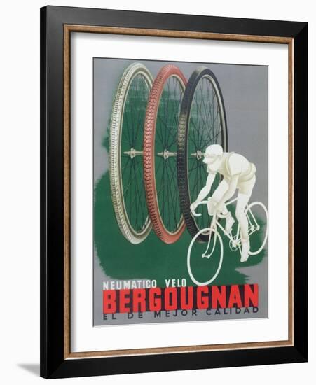 Poster Advertising Bergougnan Bicycle Tyres, 1940-null-Framed Giclee Print