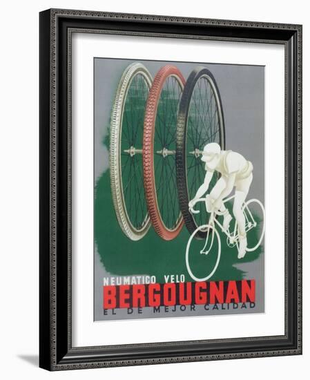 Poster Advertising Bergougnan Bicycle Tyres, 1940-null-Framed Giclee Print