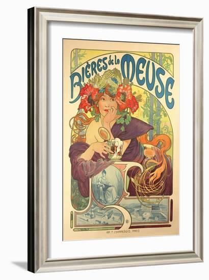 Poster Advertising 'Bieres De La Meuse', 1897-Alphonse Mucha-Framed Giclee Print