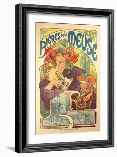 Poster Advertising 'Bieres De La Meuse', 1897-Alphonse Mucha-Framed Giclee Print