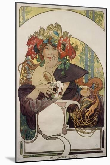 Poster Advertising 'Bieres De La Meuse', about 1897-Alphonse Mucha-Mounted Giclee Print