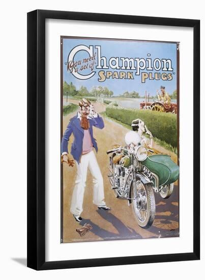 Poster Advertising Champion Spark Plugs-null-Framed Giclee Print