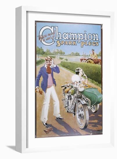 Poster Advertising Champion Spark Plugs-null-Framed Giclee Print