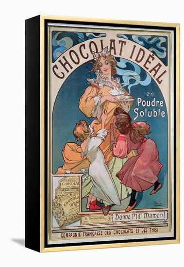 Poster Advertising 'Chocolat Ideal', 1897-Alphonse Mucha-Framed Premier Image Canvas