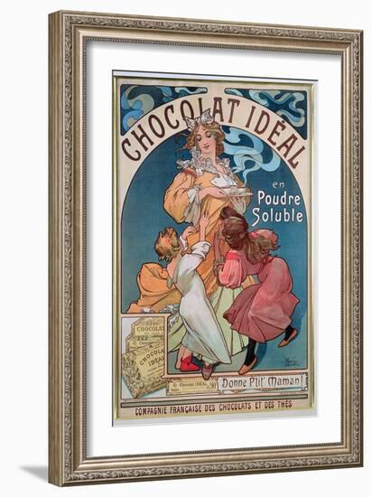 Poster Advertising 'Chocolat Ideal', 1897-Alphonse Mucha-Framed Giclee Print