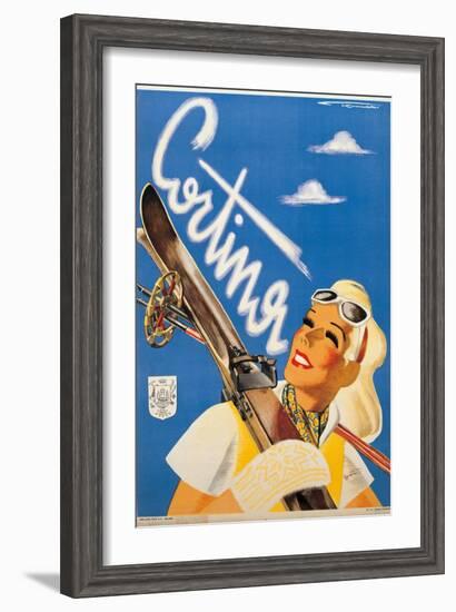 Poster Advertising Cortina d'Ampezzo-Franz Lenhart-Framed Premium Giclee Print
