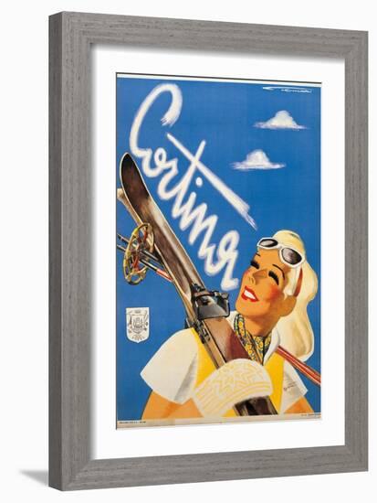 Poster Advertising Cortina d'Ampezzo-Franz Lenhart-Framed Premium Giclee Print