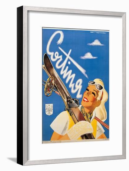 Poster Advertising Cortina d'Ampezzo-Franz Lenhart-Framed Premium Giclee Print