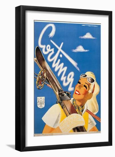 Poster Advertising Cortina d'Ampezzo-Franz Lenhart-Framed Premium Giclee Print