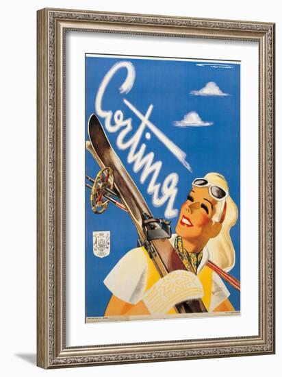 Poster Advertising Cortina d'Ampezzo-Franz Lenhart-Framed Art Print