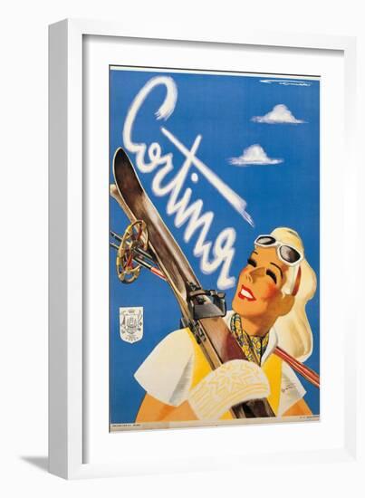 Poster Advertising Cortina d'Ampezzo-Franz Lenhart-Framed Art Print