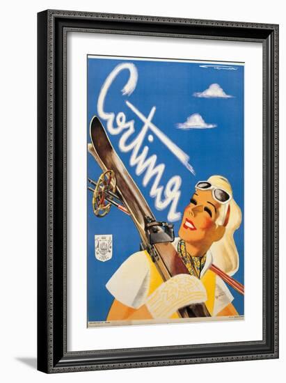 Poster Advertising Cortina d'Ampezzo-Franz Lenhart-Framed Art Print