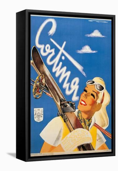 Poster Advertising Cortina d'Ampezzo-Franz Lenhart-Framed Stretched Canvas