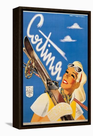 Poster Advertising Cortina d'Ampezzo-Franz Lenhart-Framed Stretched Canvas