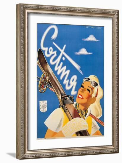 Poster Advertising Cortina DAmpezzo-Franz Lenhart-Framed Giclee Print