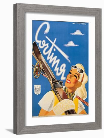 Poster Advertising Cortina DAmpezzo-Franz Lenhart-Framed Giclee Print