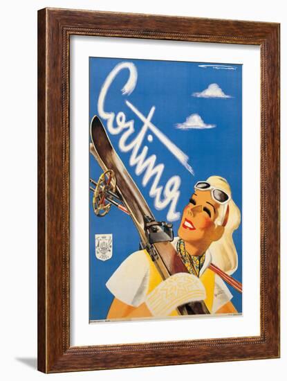 Poster Advertising Cortina DAmpezzo-Franz Lenhart-Framed Giclee Print