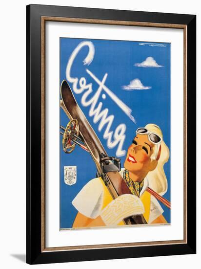 Poster Advertising Cortina DAmpezzo-Franz Lenhart-Framed Giclee Print