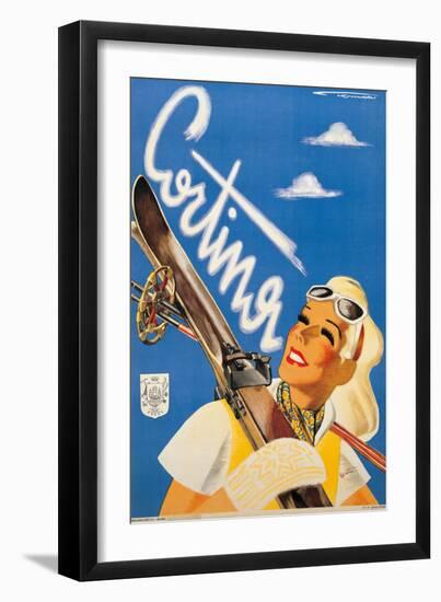 Poster Advertising Cortina DAmpezzo-Franz Lenhart-Framed Giclee Print