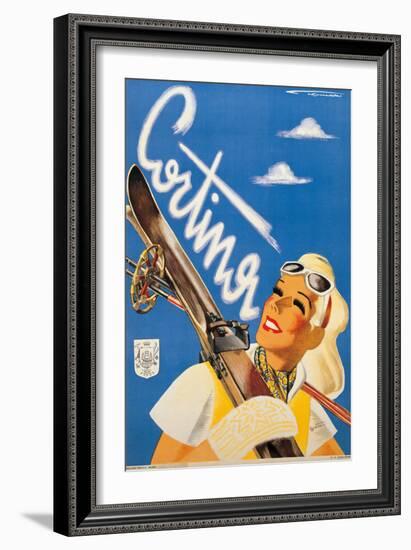 Poster Advertising Cortina DAmpezzo-Franz Lenhart-Framed Giclee Print