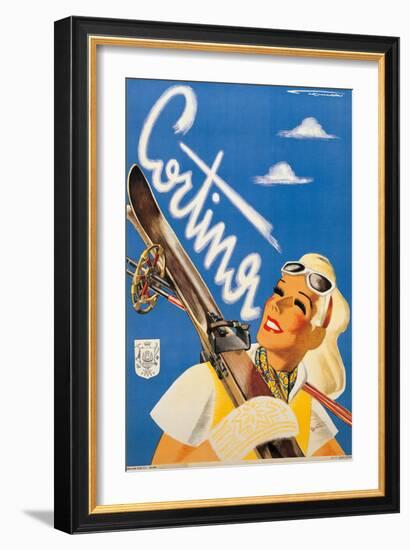 Poster Advertising Cortina DAmpezzo-Franz Lenhart-Framed Giclee Print