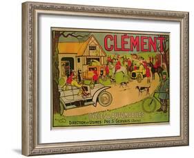 Poster Advertising 'Cycles and Motorcars Clement', Pre Saint-Gervais, 1906-French School-Framed Giclee Print