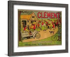 Poster Advertising 'Cycles and Motorcars Clement', Pre Saint-Gervais, 1906-French School-Framed Giclee Print